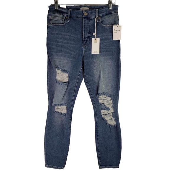 Good American Good Legs Crop Women's Size 6 Medium Wash Skinny Distressed New - Picture 2 of 14